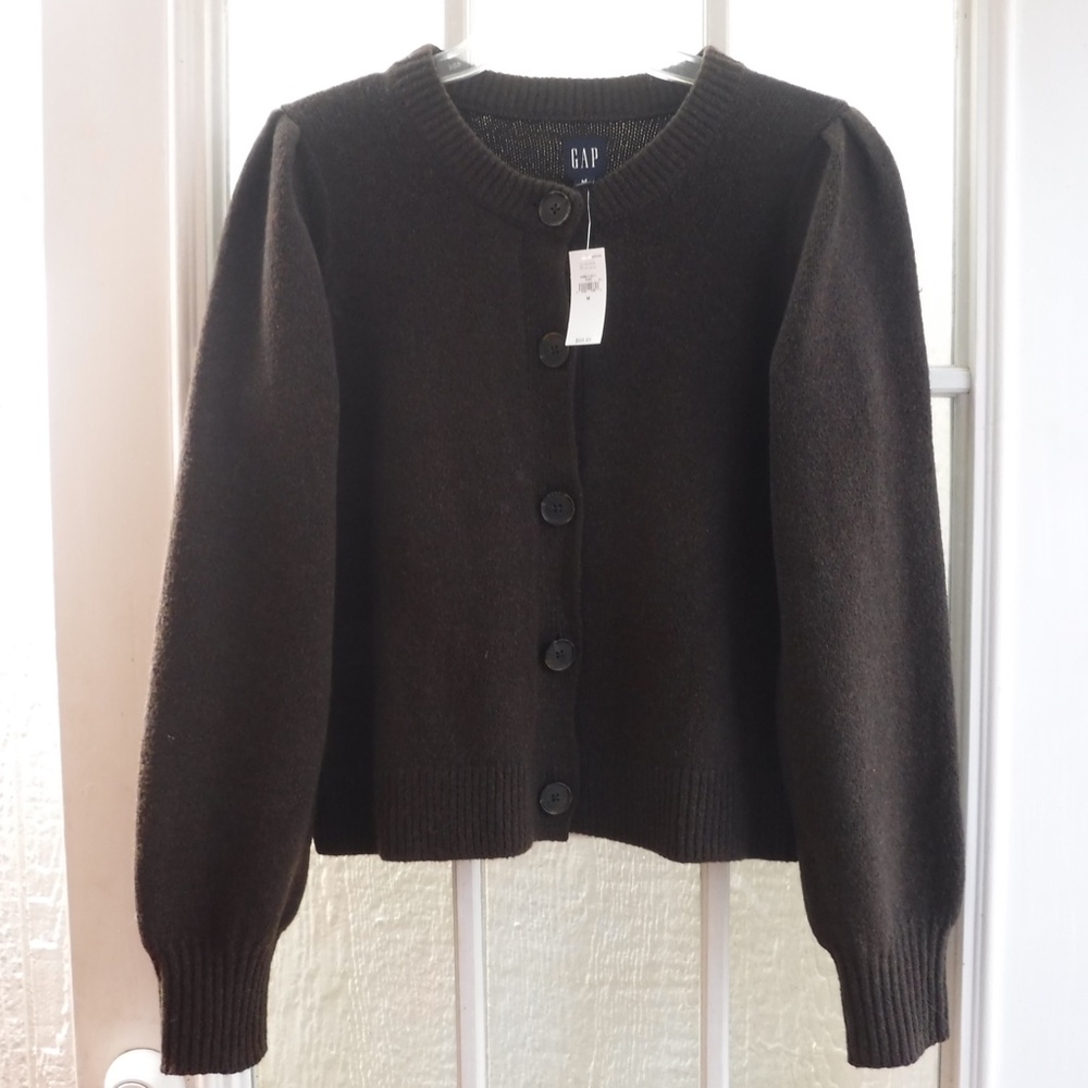 GAP Brown Color Cotton Blend Button Up Long Sleeve Sweater Cardigan